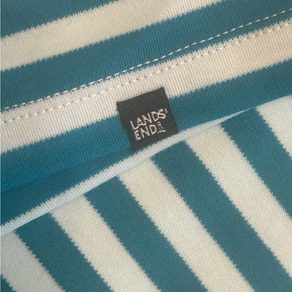Land's End blue white nautical preppy 3/4 Sleeve Boat Neck Pima Cotton top NWT L - Picture 5 of 8
